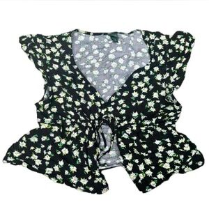 Wild Fable Black Floral Crop Top